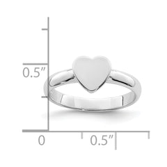 Sterling Silver Rhodium-plated Polished Heart Children's Ring - 2