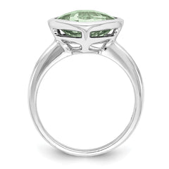 Sterling Silver Rhodium Green Quartz Ring - 12