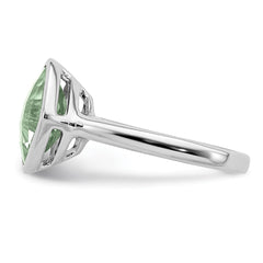 Sterling Silver Rhodium Green Quartz Ring - 6