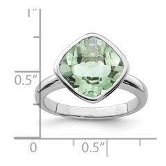 Sterling Silver Rhodium Green Quartz Ring - 14