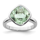Sterling Silver Rhodium Green Quartz Ring - 12