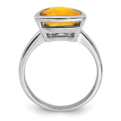 Sterling Silver Rhodium Citrine Ring - 4