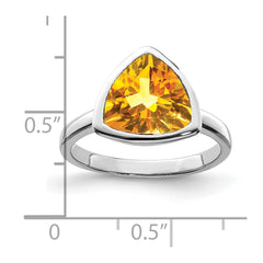 Sterling Silver Rhodium Citrine Ring - 3
