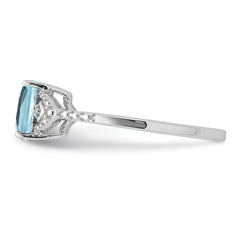 Sterling Silver Rhodium Plated Diamond and Sky Blue Topaz Ring - 2