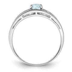 Sterling Silver Rhodium Plated Aquamarine Ring - 3
