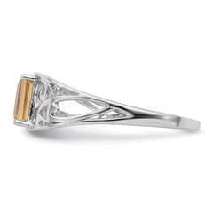 Sterling Silver Rhodium Plated Citrine Ring - 4