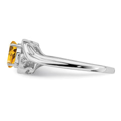 Sterling Silver Rhodium Plated Diamond & Citrine Ring - 4