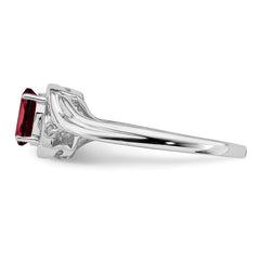 Sterling Silver Rhodium Plated Diamond & Garnet Ring - 4