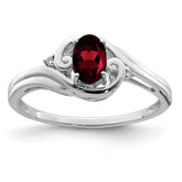 Sterling Silver Rhodium Plated Diamond & Garnet Ring - 3