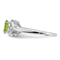 Sterling Silver Rhodium Plated Diamond & Peridot Ring - 2