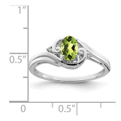 Sterling Silver Rhodium Plated Diamond & Peridot Ring - 4