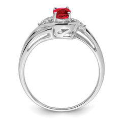 Sterling Silver Rhodium Plated Diamond & Ruby Ring - 3