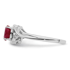 Sterling Silver Rhodium Plated Diamond & Ruby Ring - 2