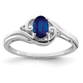 Sterling Silver Rhodium Plated Diamond & Sapphire Ring - 2