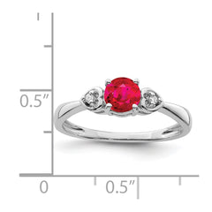 Sterling Silver Rhodium Plated Diamond and Ruby Ring - 3