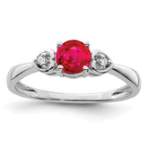 Sterling Silver Rhodium Plated Diamond and Ruby Ring - 3