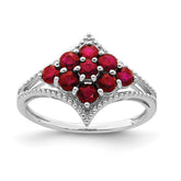 Sterling Silver Rhodium-plated Ruby Ring - 4