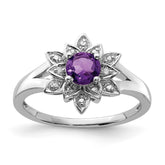 Sterling Silver Rhodium-plated Diamond & Amethyst Ring - 32