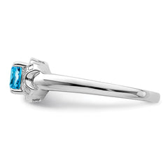 Sterling Silver Rhodium Diam. & Light Blue Topaz Ring - 9