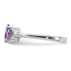 Sterling Silver Rhodium-plated Diamond & Amethyst Ring - 33