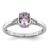 Sterling Silver Rhodium Diam. & Rose de France Ring - 4