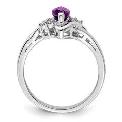 Sterling Silver Rhodium-plated Diamond & Amethyst Ring - 23