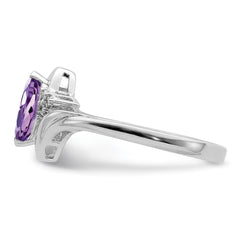 Sterling Silver Rhodium-plated Diamond & Amethyst Ring - 25
