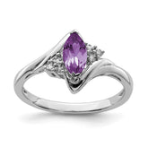 Sterling Silver Rhodium-plated Diamond & Amethyst Ring - 22