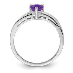 Sterling Silver Rhodium-plated Amethyst Diamond Ring - 10