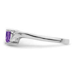 Sterling Silver Rhodium-plated Amethyst Diamond Ring - 4