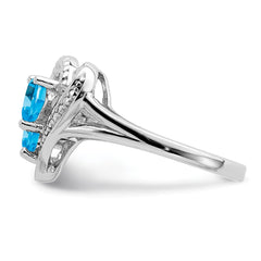 Sterling Silver Rhodium Blue Topaz Diam. Ring - 3