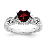 Sterling Silver Rhodium-plated Diamond and Garnet Ring - 3