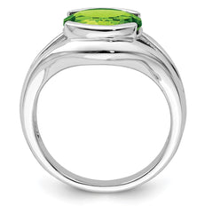 Sterling Silver Rhodium Peridot Ring - 12
