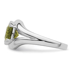 Sterling Silver Rhodium Peridot Ring - 12