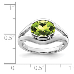 Sterling Silver Rhodium Peridot Ring - 12