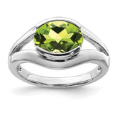 Sterling Silver Rhodium Peridot Ring - 12