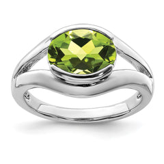 Sterling Silver Rhodium Peridot Ring - 12