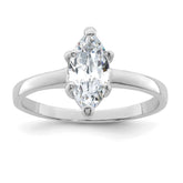 Sterling Silver Rhodium-plated Solitaire Marquise CZ Ring