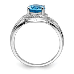 Sterling Silver Rhodium Plated Dia. and Light Swiss BT Oval Ring - 4