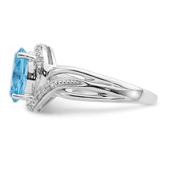 Sterling Silver Rhodium Plated Dia. and Light Swiss BT Oval Ring - 3