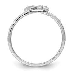 Sterling Silver Rhodium Plated Diamond Double Heart Stackable Ring - 2