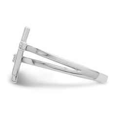 Sterling Silver Rhodium Plated Diamond Crosses Ring - 3