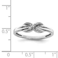 Sterling Silver Rhodium Plated Diamond Infinity Ring - 5