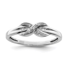 Sterling Silver Rhodium Plated Diamond Infinity Ring - 5
