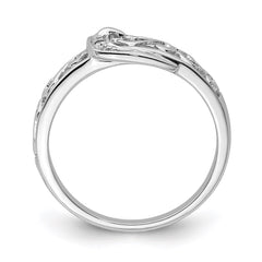 Sterling Silver Rhodium Plated Diamond Buckle Ring - 8