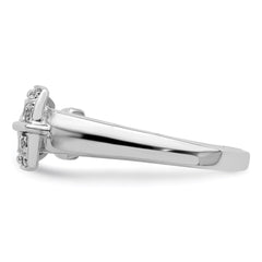 Sterling Silver Rhodium Plated Diamond Buckle Ring - 9
