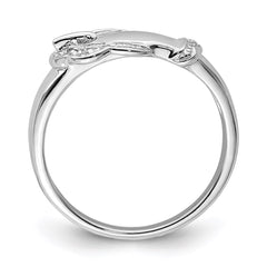 Sterling Silver Rhodium Plated Diamond Buckle Ring - 7