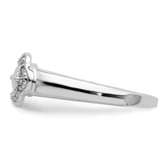 Sterling Silver Rhodium Plated Diamond Buckle Ring - 7