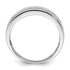 Sterling Silver Rhodium Plated Diamond Ladies Band - 3