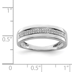 Sterling Silver Rhodium Plated Diamond Ladies Band - 3